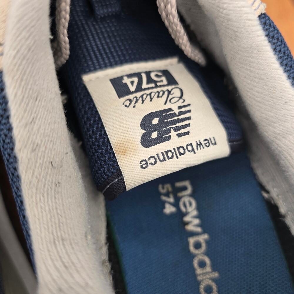 New Balance 574 Shoes Mens 9.5 D Navy Blue Suede Leather Athletic Sneakers - Picture 7 of 9
